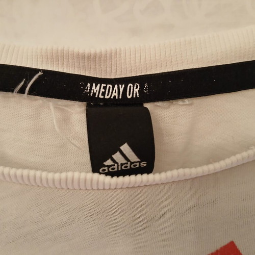 Adidas white T-shirt with red logo, size 158 cm