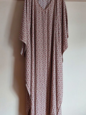 Floral tunic like new, long with belt, pink multicolor, size L
