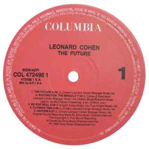 Leonard Cohen The Future vinyl record used, rock