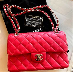 CHANEL Lambskin Quilted small Double Flap Dark Pink/ Fuchsia