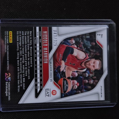 2024-25 Euroleague Prizm Niccolo Mannion Blue Cracked Ice Prizm Numbered /125