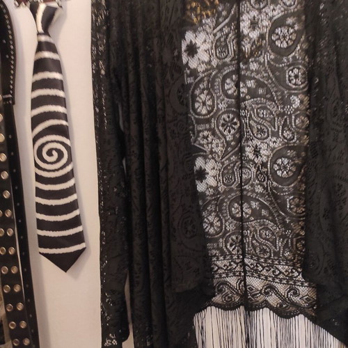 Whimsigoth Lace Sheer Coverup Waterfall Cardigan with Fringe size S, like new