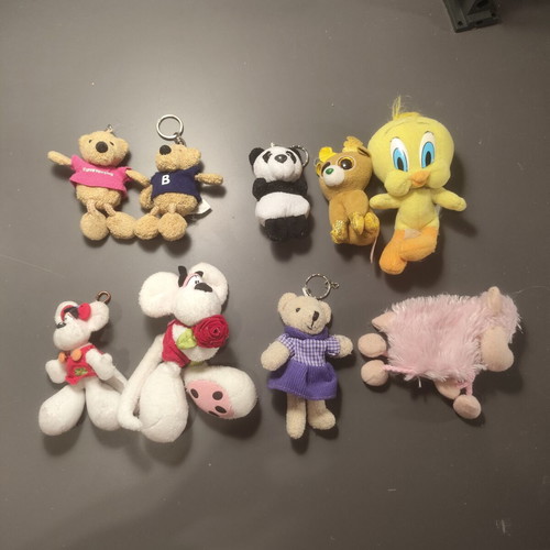 Set of 9 plush animal toys including Tweety and Ty