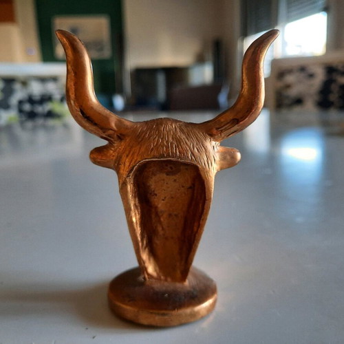 Bronze Minotaur Bull Head Figurine, vintage decorative