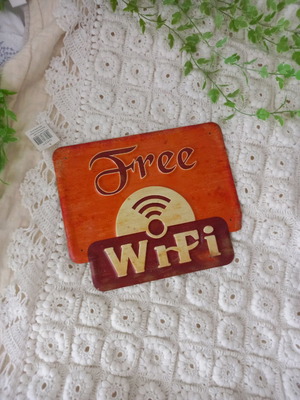 Boho vintage retro διακοσμητική πινακίδα τοίχου free wifi μουσταρδί νέα