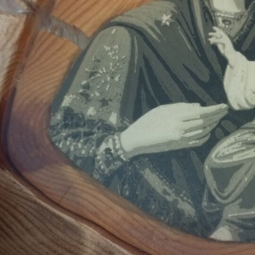 Handmade religious icon on natural wood with epoxy resin