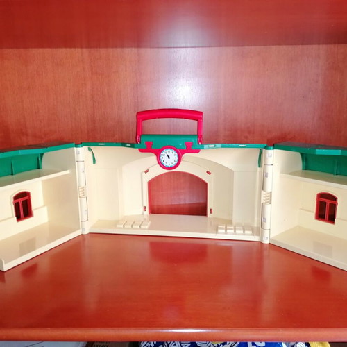 Playmobil 123 Train Station suitcase used with 2 trains