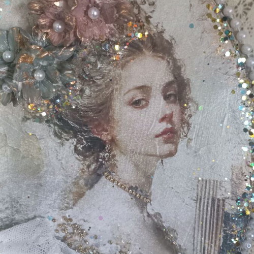 Decorative handmade decoupage painting on MDF, 30x40 cm