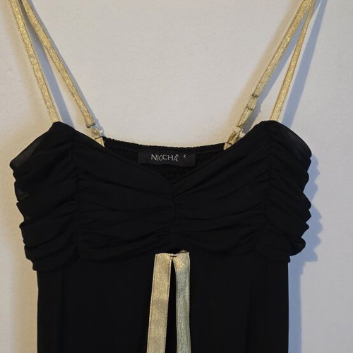 Niccha black midi evening dress like new with gold details, size M
