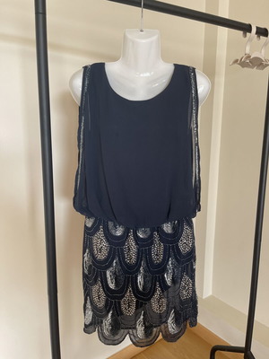 Lace & Beads Dress new, navy blue, size M, sleeveless, evening style