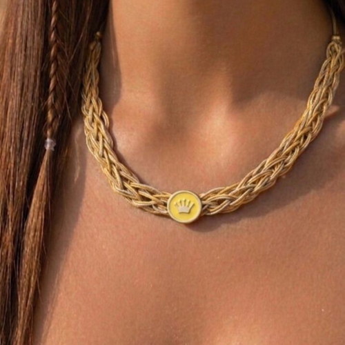 Handmade necklace new made of leather