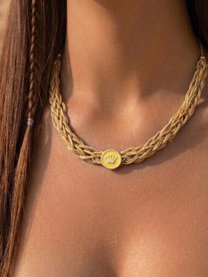 Handmade necklace new made of leather