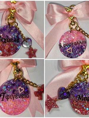 Handmade personalized keychain from liquid glass resin multicolor new