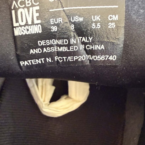 Love Moschino women's sneakers size 39 like new, black and gold