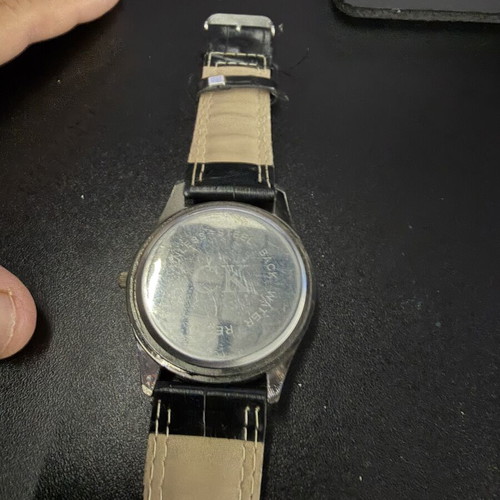 Calvin Klein watch with leather strap used, black