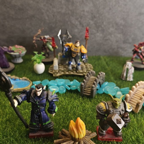 World of Warcraft Mini Figures Set like new with custom battle scenery