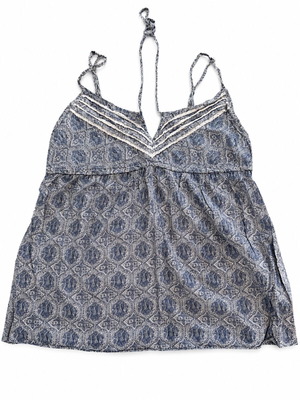 Paisley-Print Sleeveless Top H&M like new, size L, blue and white
