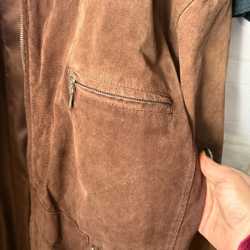 Men's suede leather jacket like new, brown, XL