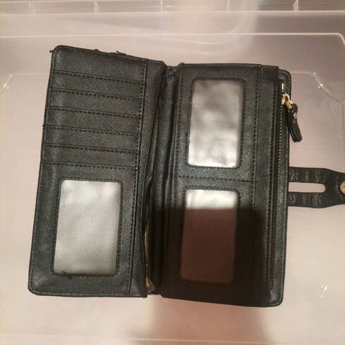 Women's wallet used, black faux leather