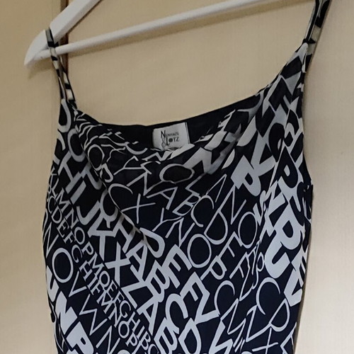 Nienhaus & Lotz women's dress with alphabet print and ruffles, like new