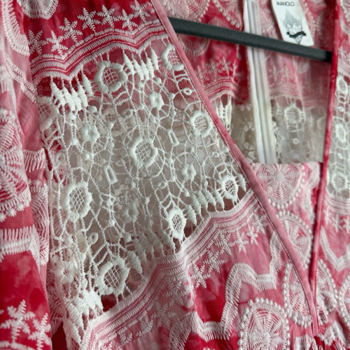 Manolo Greek Designer Lace and Tile Print Mini Dress Size M like new