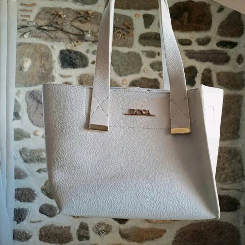 Doca women's handbag new, beige with extra pouch and strap
