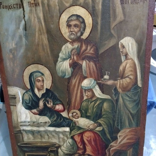Religious icon The Nativity used 1930-40, 42x30 cm from Drama