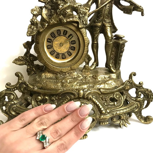 18k ring with Colombian emerald and brilliant diamonds new