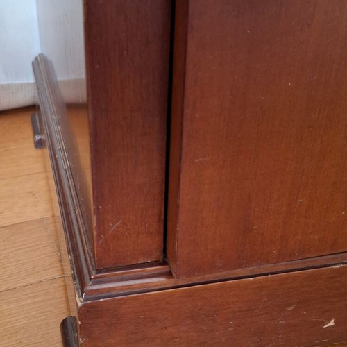 Handmade Varagki wooden bookcase used, 3 shelves with cabinet