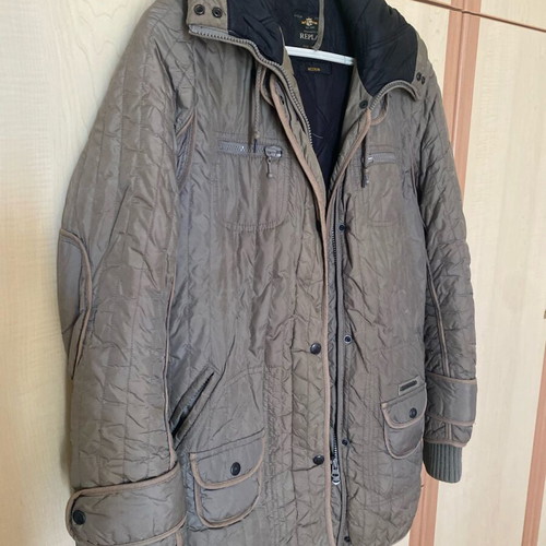 Replay jacket khaki open with hood like new