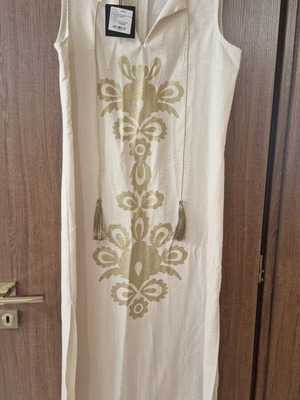 Donna Martha dress large beige with gold details new