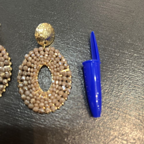 Oval Earrings with Boho Nude Beads like new