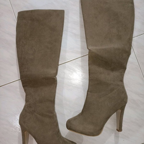 Suede boots new, brown-gray, size 39
