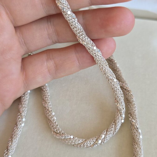 Vintage knitted and twisted silver 1000 necklace