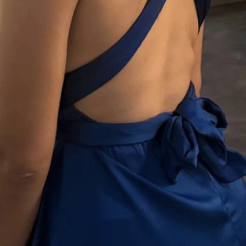 Multifunctional satin dress like new, blue