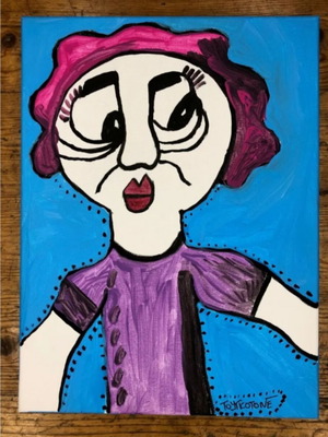 Jealous acrylic painting on canvas by Greek artist Tougotone