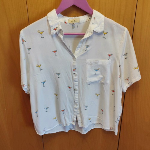 Drinks white short-sleeve shirt Zara like new, multicolored