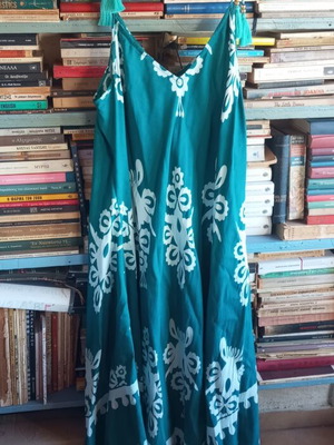 New Look Boho Maxi Dress Kaftan Turquoise with Tassels, 100% Viscose