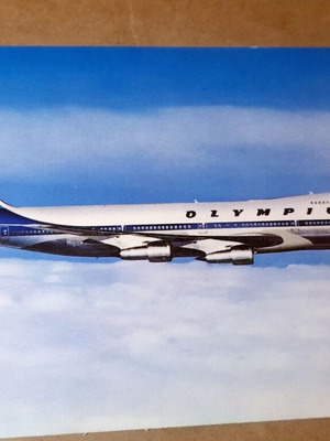Vintage Olympic Airways Boeing 727-200 postcards used, set of 3