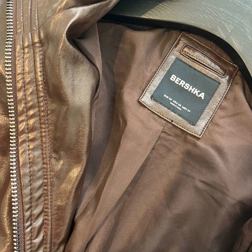 Bershka leather jacket new, brown, size XS