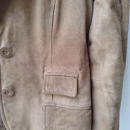 Beige leather jacket used, size M