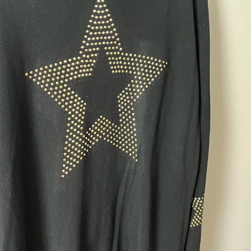 Black cardigan one size like new with hood and star details