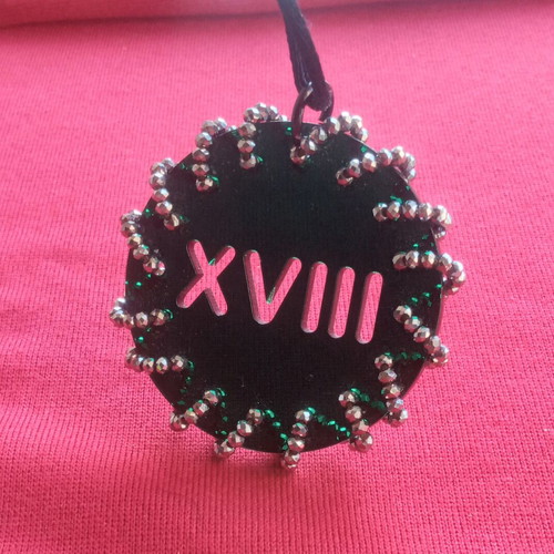Unisex vintage Space Age plexiglass pendant number 18 like new