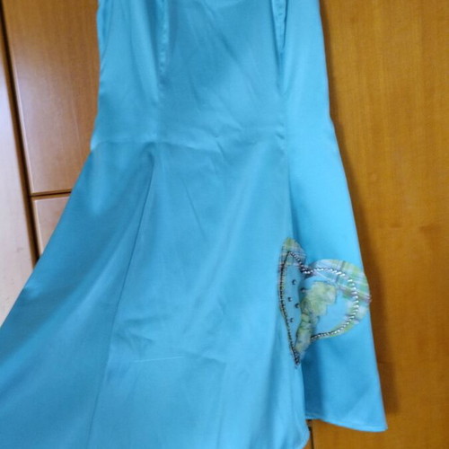 Evening dress size S blue with square neckline and side zipper new