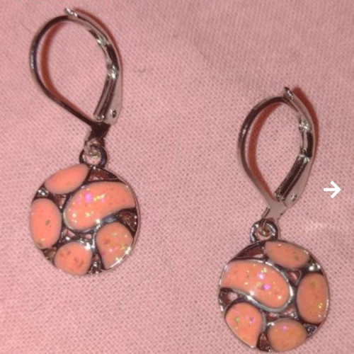 Pink Opal Earrings new with silver plating and leverback clasp