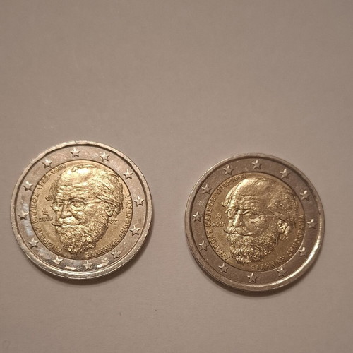 Two Andreas Kalvos Commemorative 2 Euro Coins like new