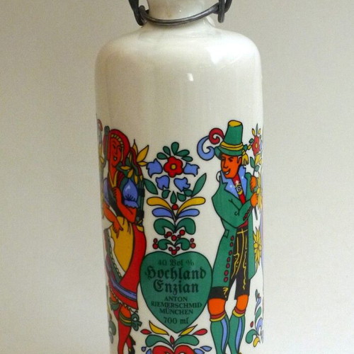Anton Riemerschmid ceramic liqueur bottle 700ml with Paul Neu Bavarian costume design