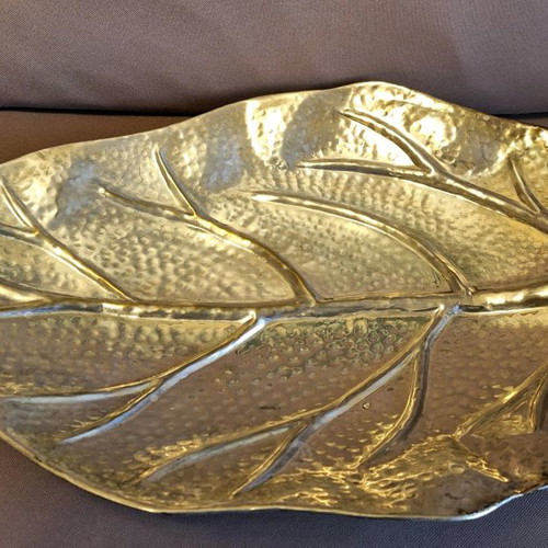 Silver leaf serving platter used 60×30 cm