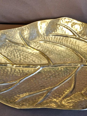 Silver leaf serving platter used 60×30 cm