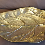 Silver leaf serving platter used 60×30 cm